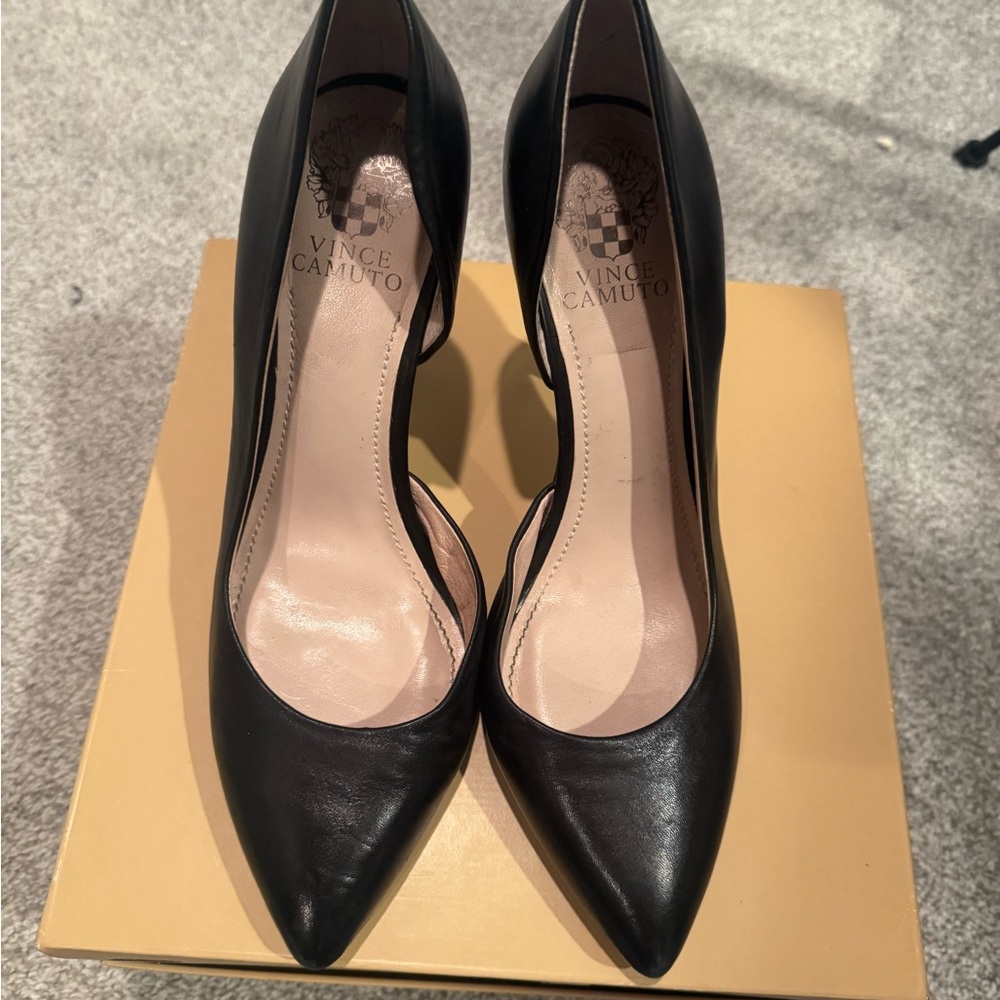 Vince Camuto Black Heels Sleek Pointed Toe Stiletto